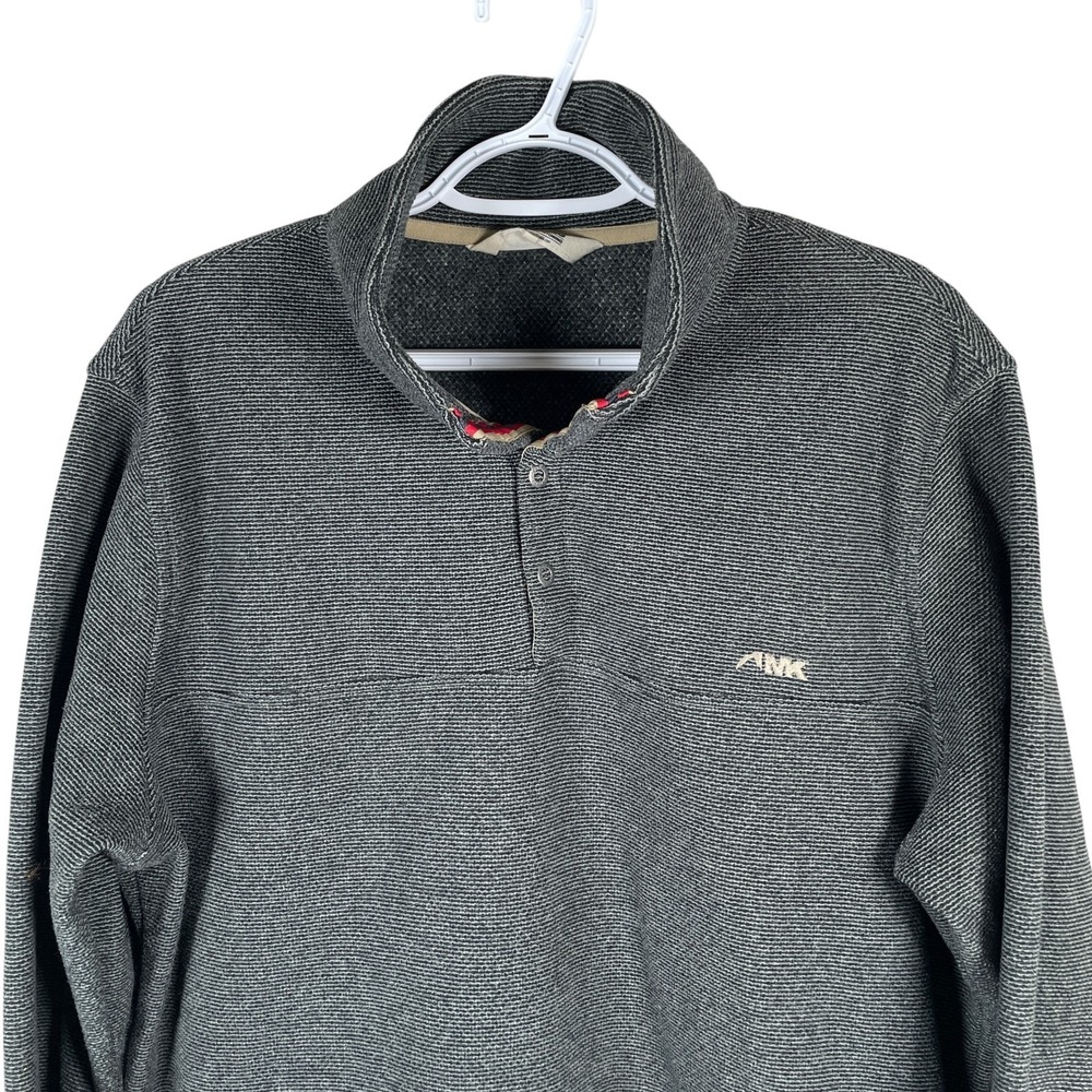 Mountain Khakis Fleece Sweater Pullover Mens L Gray Polyester Snaps Outdoor Hike